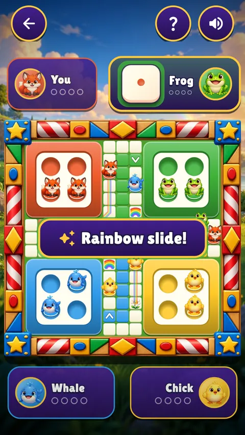 A fox on a rainbow slide