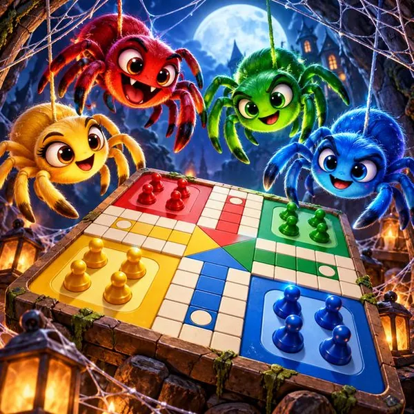 Spider Ludo board with webs
